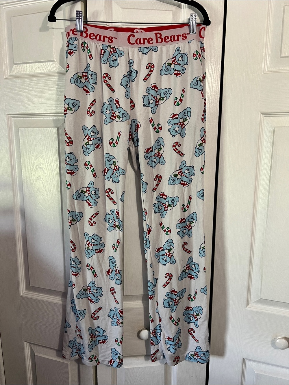 Care Bears White Pajama Joggers with Blue Bear & Red Trim